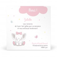 Carte de Remerciement de Naissance Fille Thème Classique